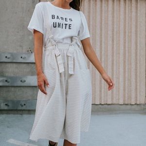 Clad and Cloth Suspender Skirt Ivory - Size Small